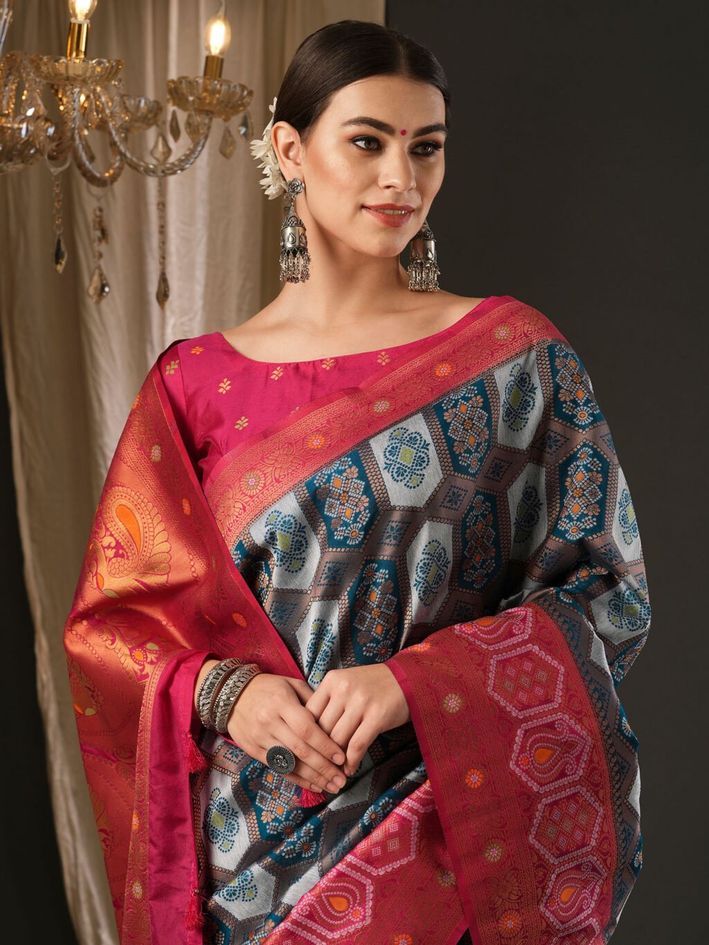 Blue Silk Saree - Image 4
