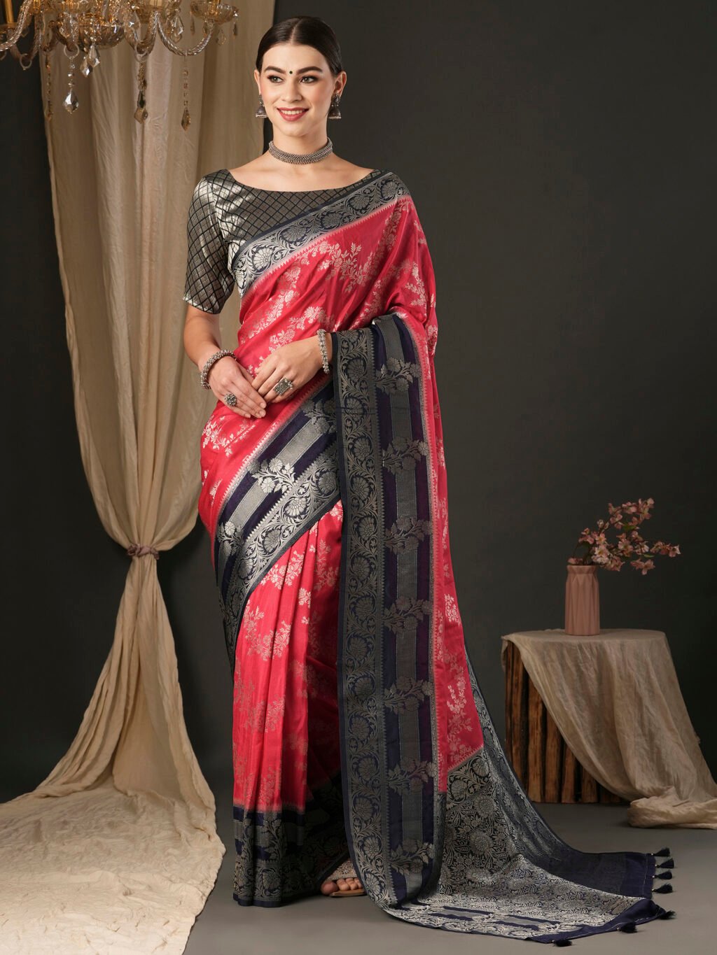 Image of Pink Georgette Saree