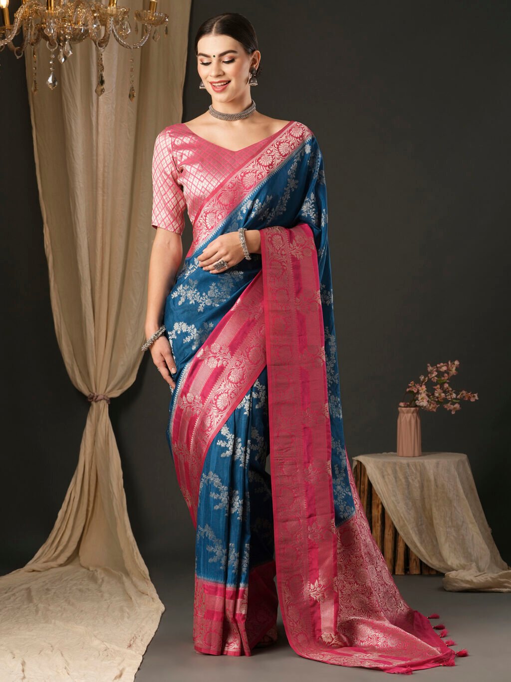 Image of Blue Georgette Saree