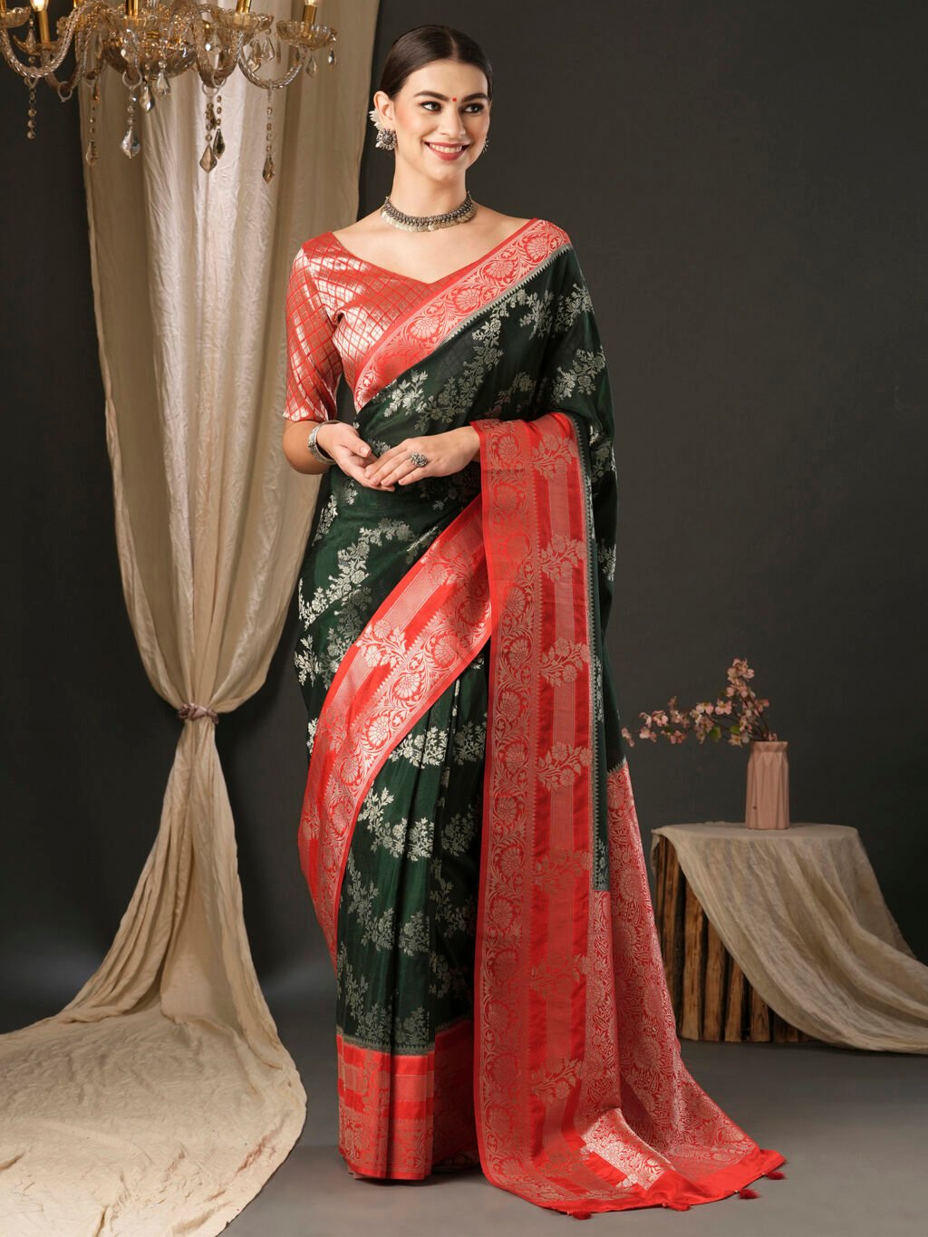Image of Green Georgette Saree