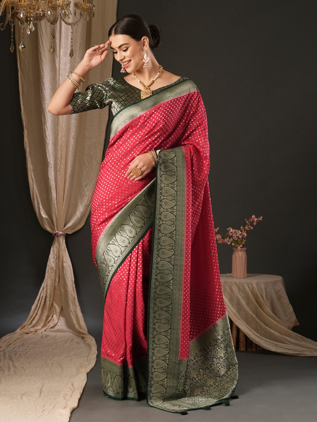 Image of Pink Georgette Saree