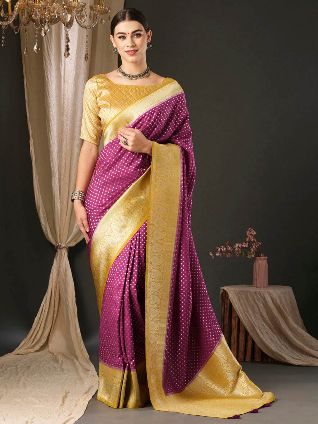 Image of Magenta Georgette Saree