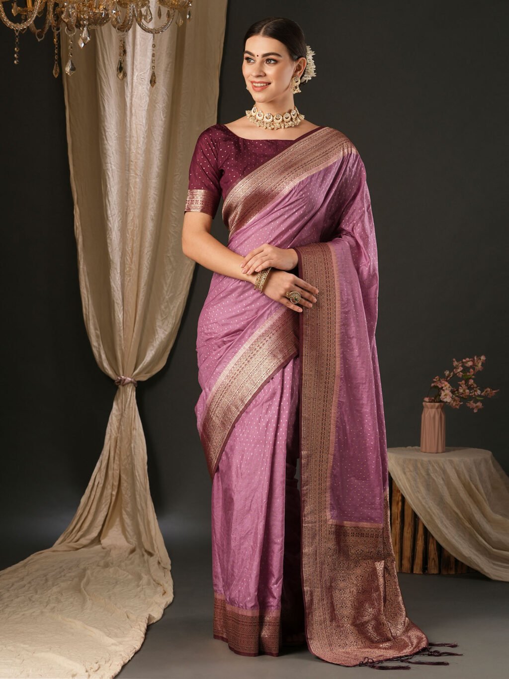 Image of Mauve Silk Saree