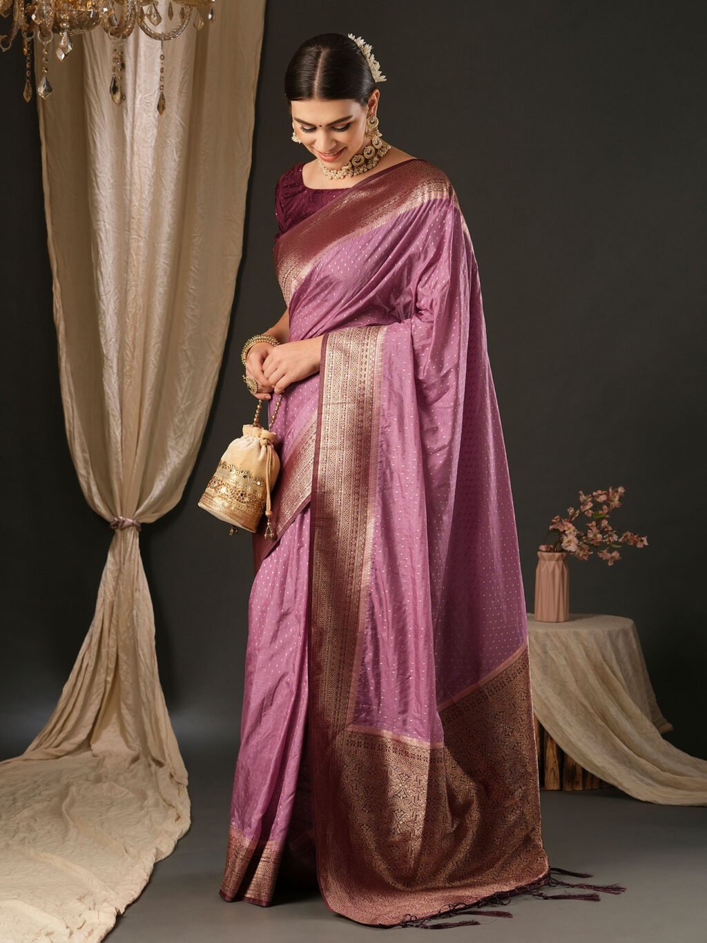 Mauve Silk Saree - Image 3