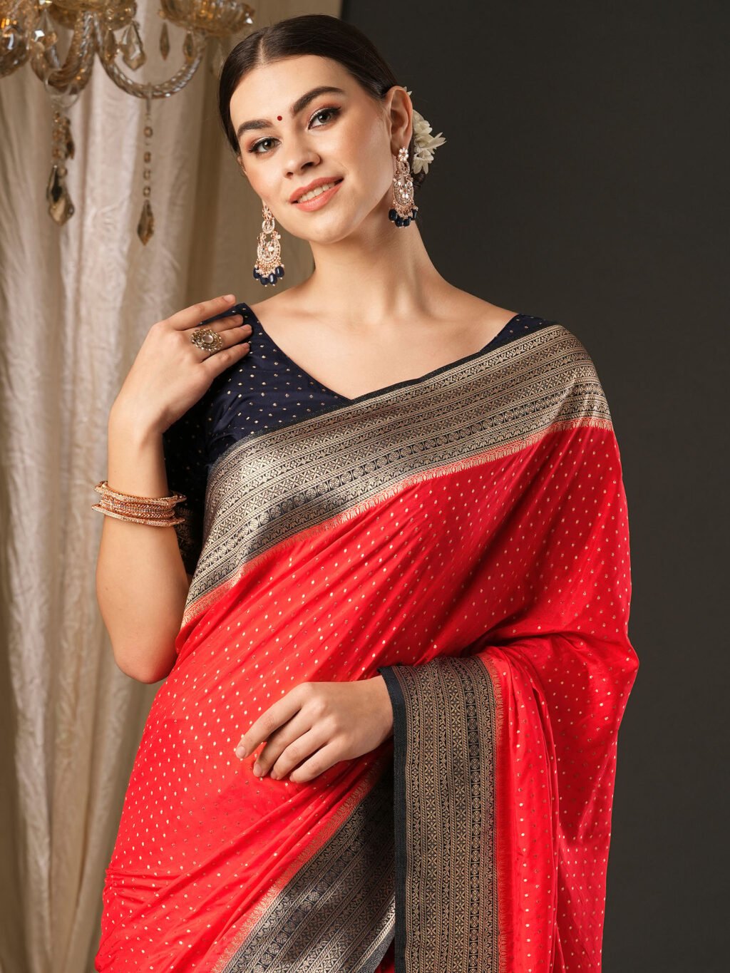 Red Silk Saree - Image 4