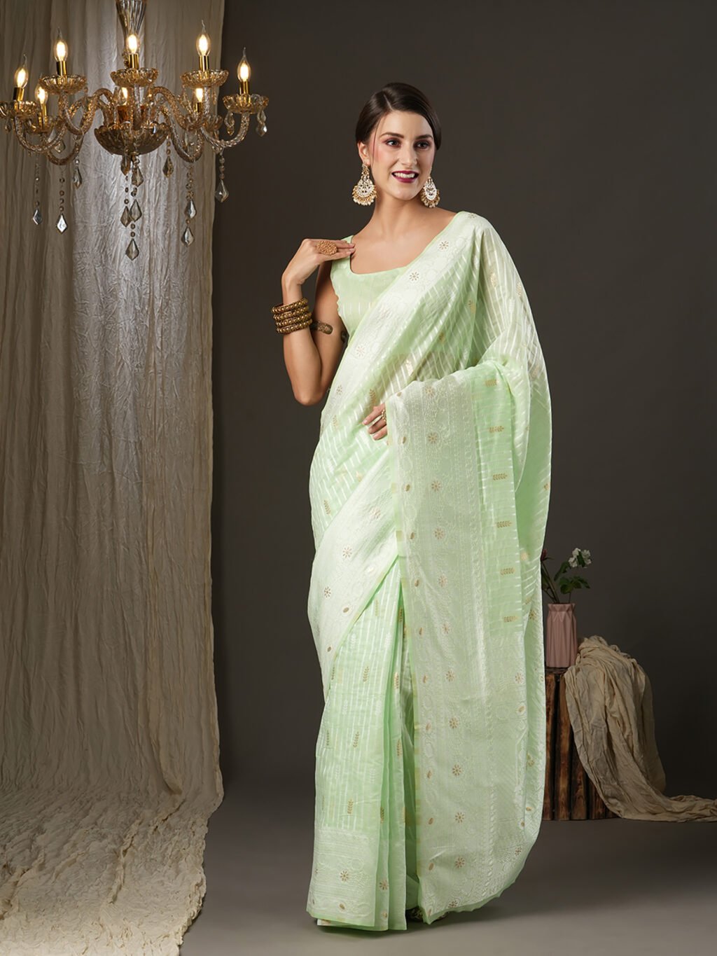 Image of Green Silk Saree Cotton Saree