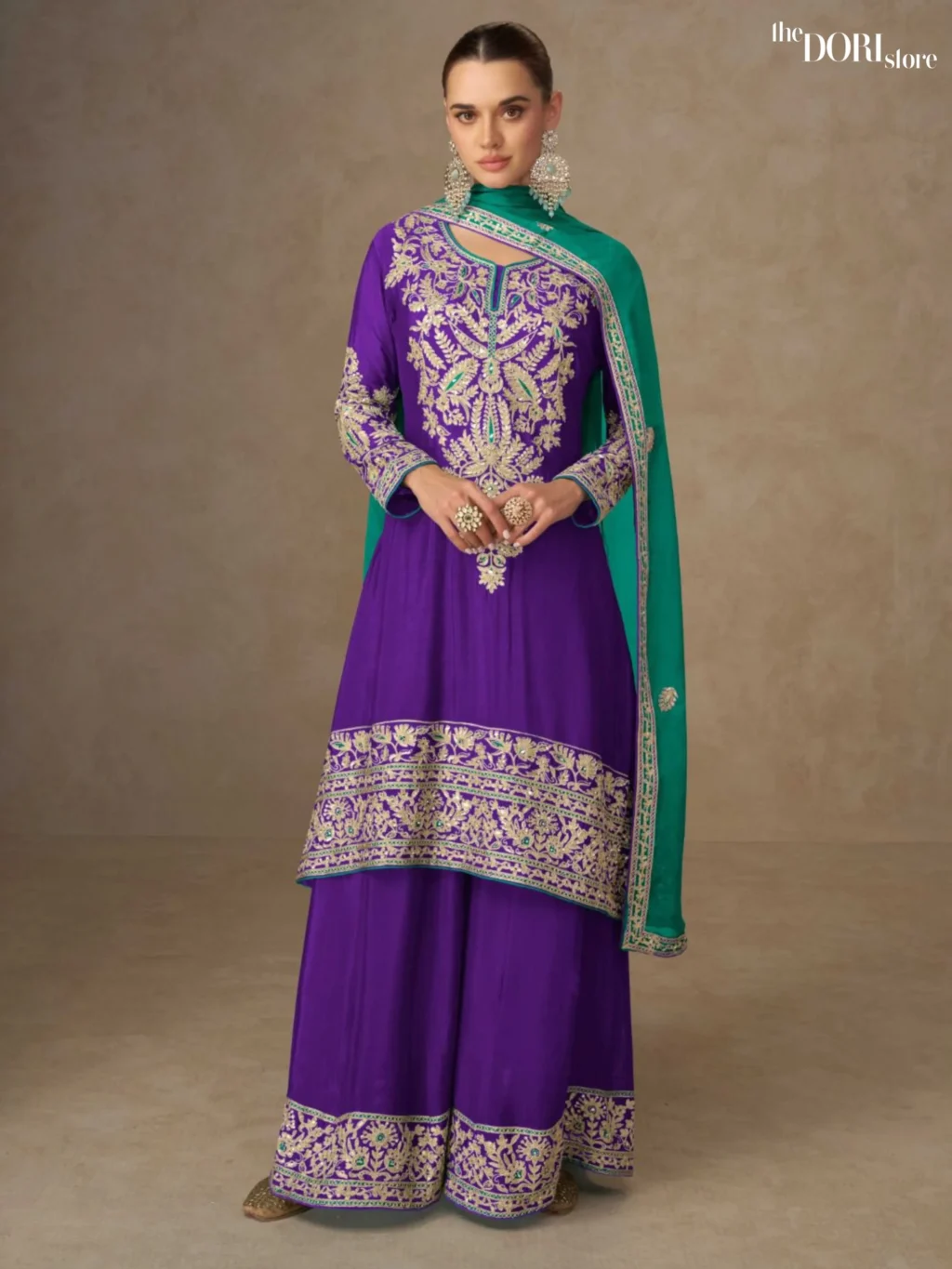 Purple Chinon Readymade Suit Dori Store