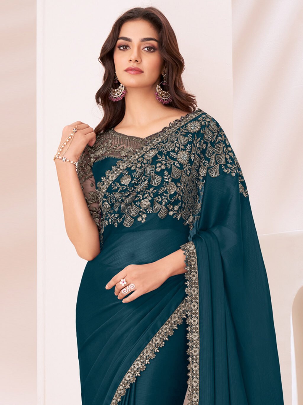 partywear designer saree for festive occasions