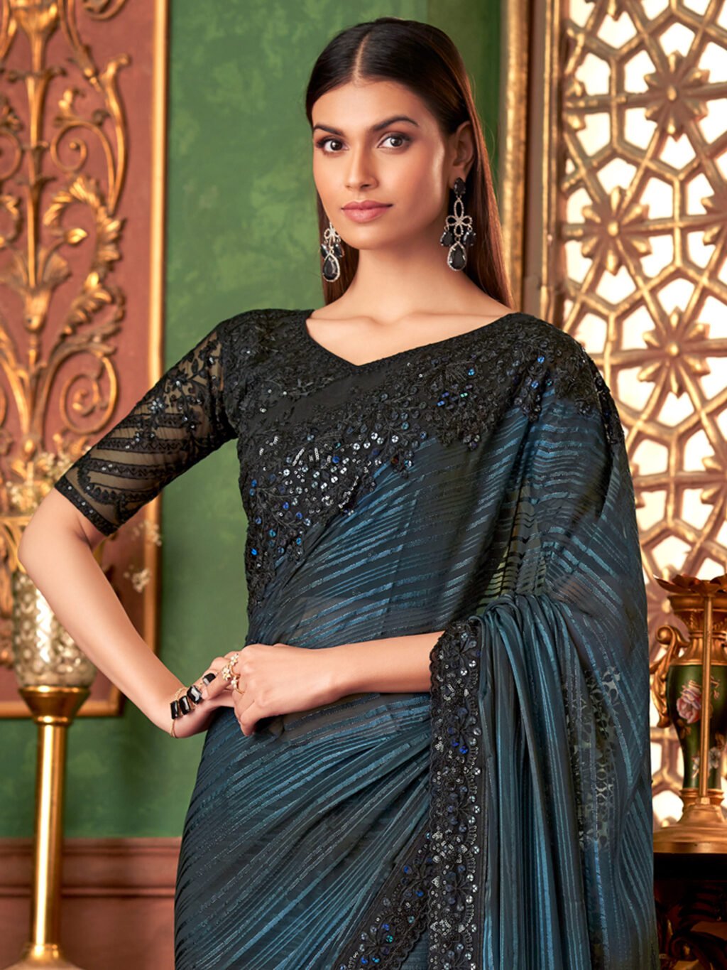 partywear designer saree for festive occasions