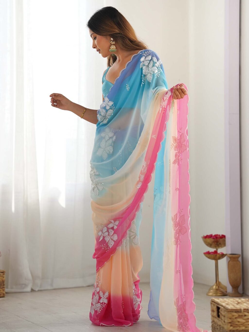 partywear designer saree for festive occasions