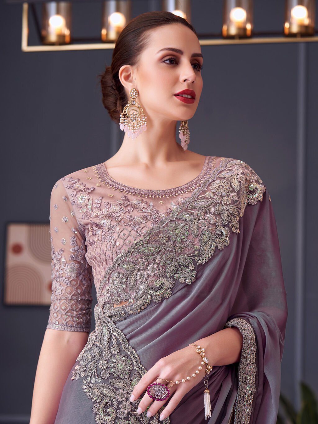 partywear designer saree for festive occasions